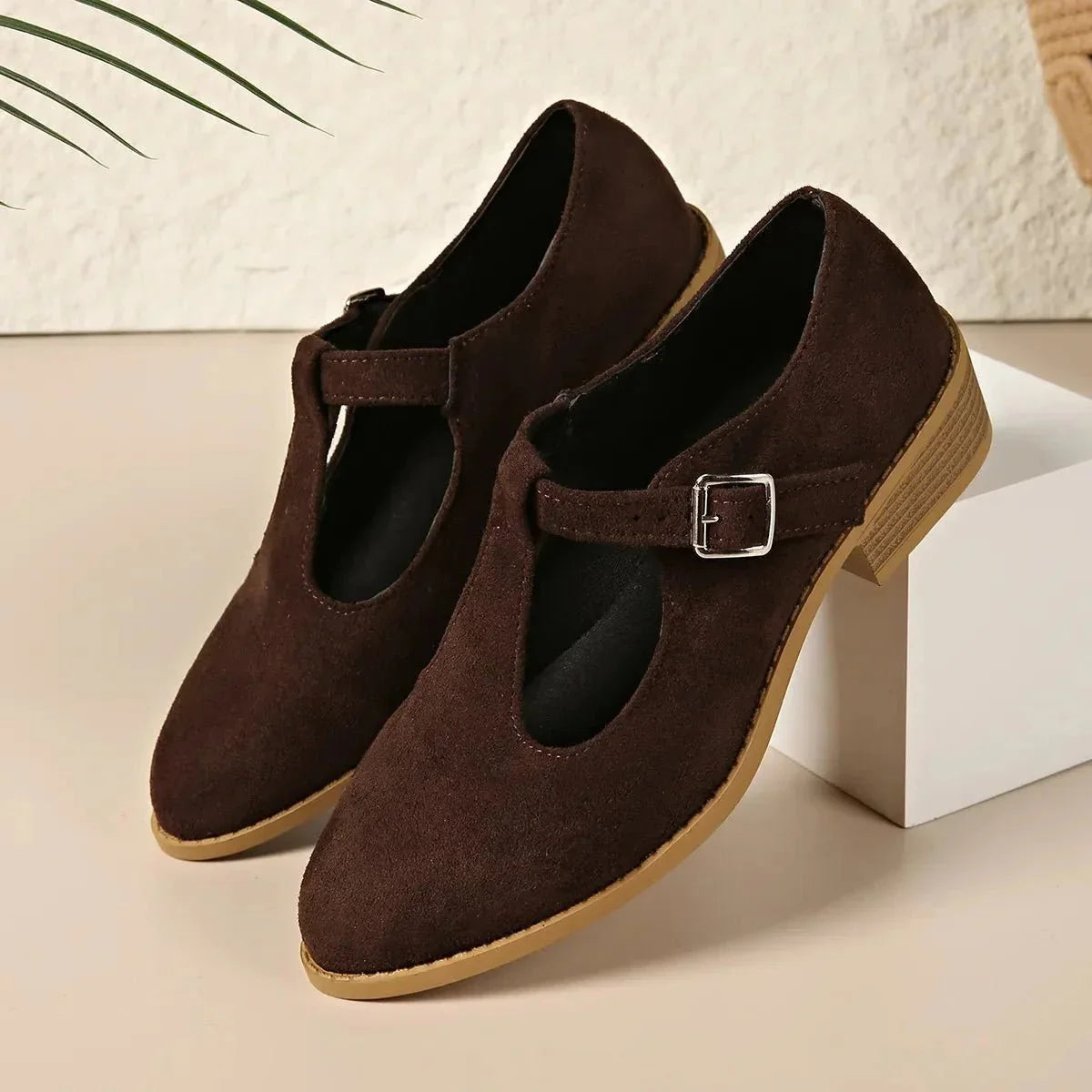 Classic Suede Block Heel Slip - Ons - VILLA FASHION