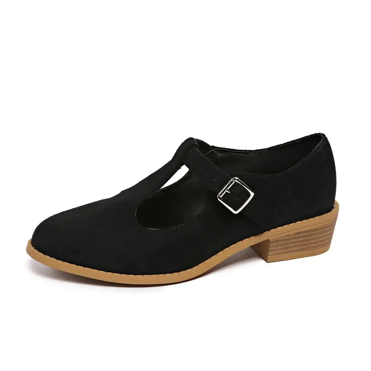 Classic Suede Block Heel Slip - Ons - VILLA FASHION