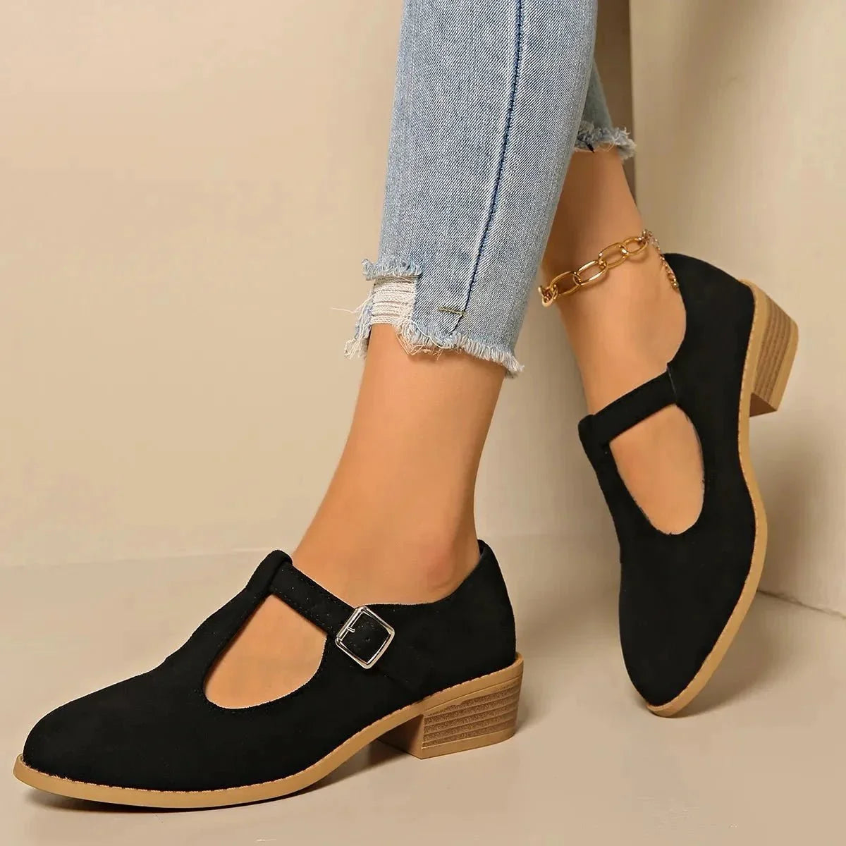 Classic Suede Block Heel Slip - Ons - VILLA FASHION