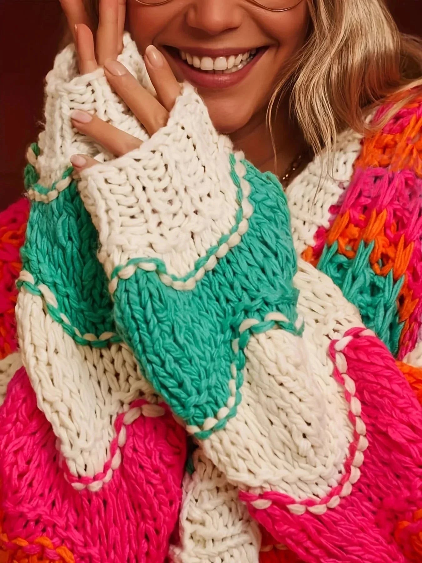 Color Block Open Front Cardigan - VILLA FASHION