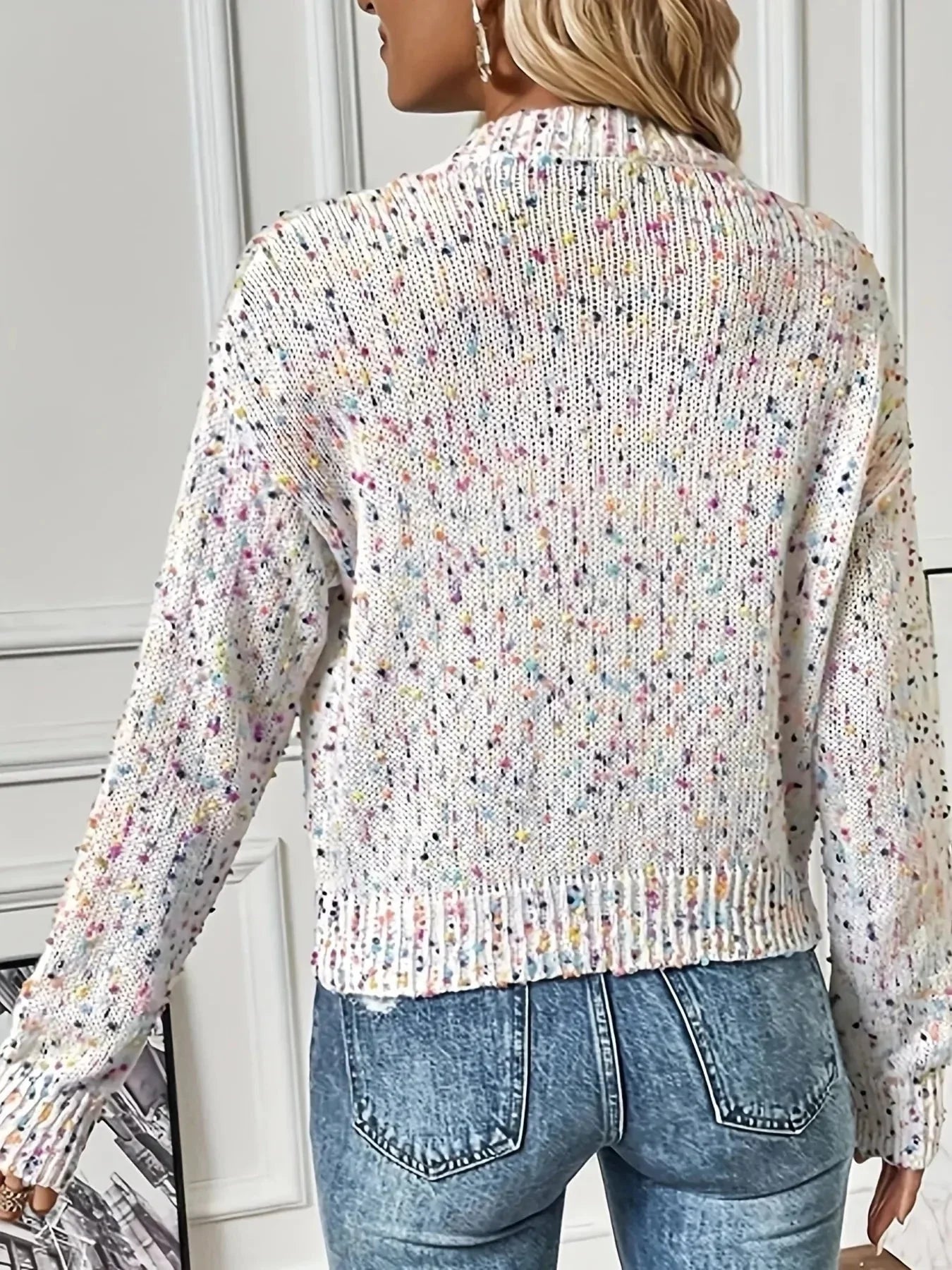 Colorful Button Up Long Sleeve Cardigan - VILLA FASHION