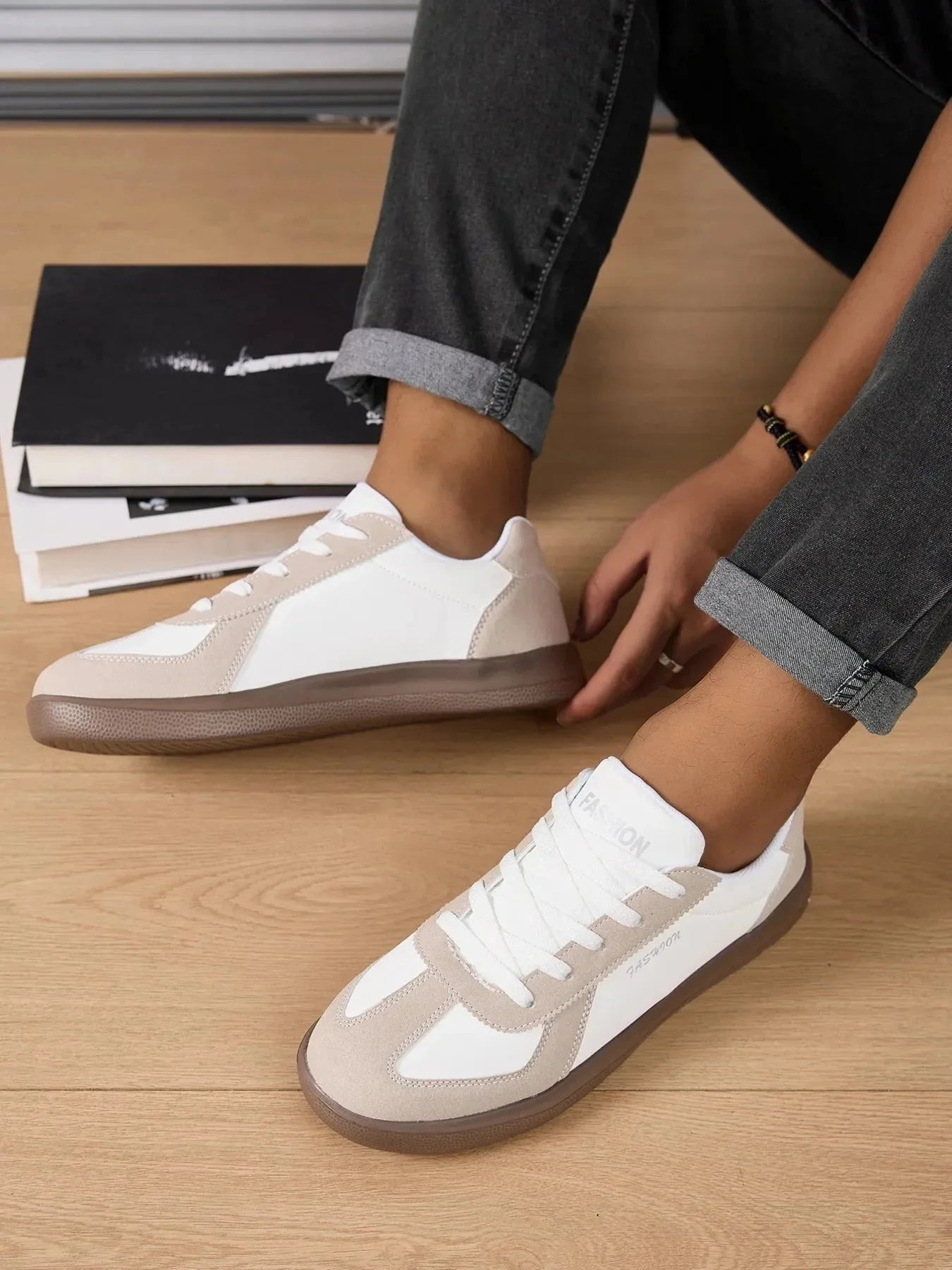 Contrast Lace - Up Casual Sneakers - VILLA FASHION
