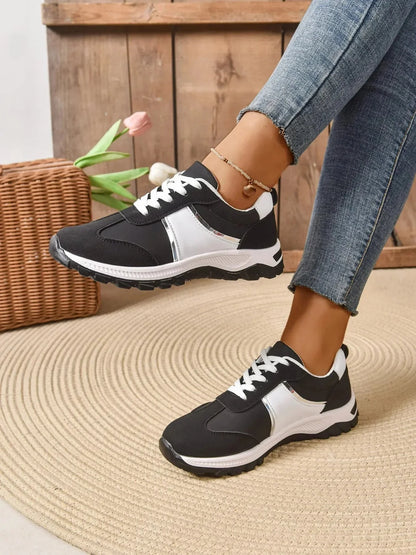Contrast Lace Up Sneakers - VILLA FASHION