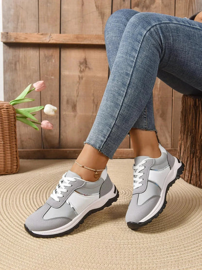 Contrast Lace Up Sneakers - VILLA FASHION