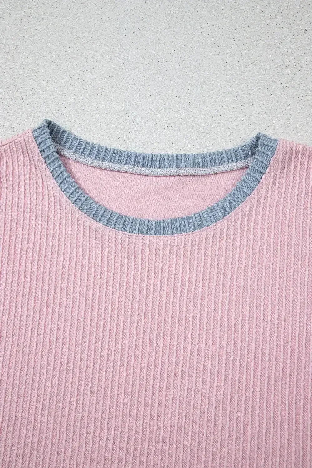 Contrast Round Neck Top and Pants Set - VILLA FASHION