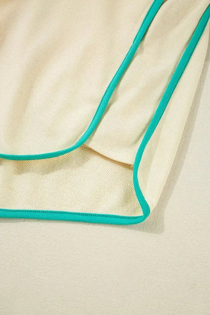 Contrast Round Neck Top and Shorts Set - VILLA FASHION