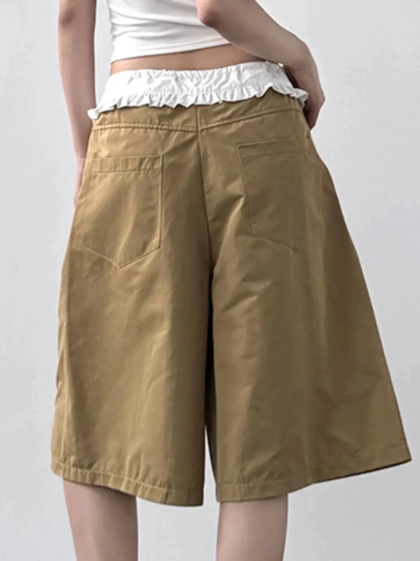 Contrast Waistband Wide - Leg Shorts - VILLA FASHION