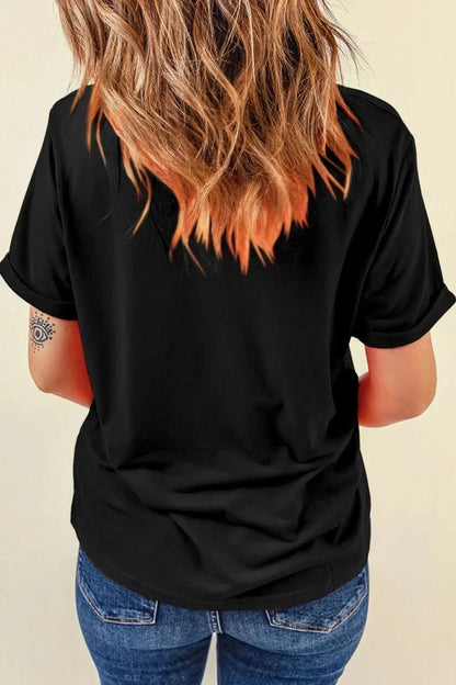 Cowboy Hat Disco Ball Patched Round Neck T-Shirt - VILLA FASHION