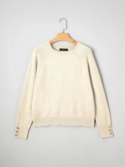 Crew Neck Long Sleeve Sweater - VILLA FASHION