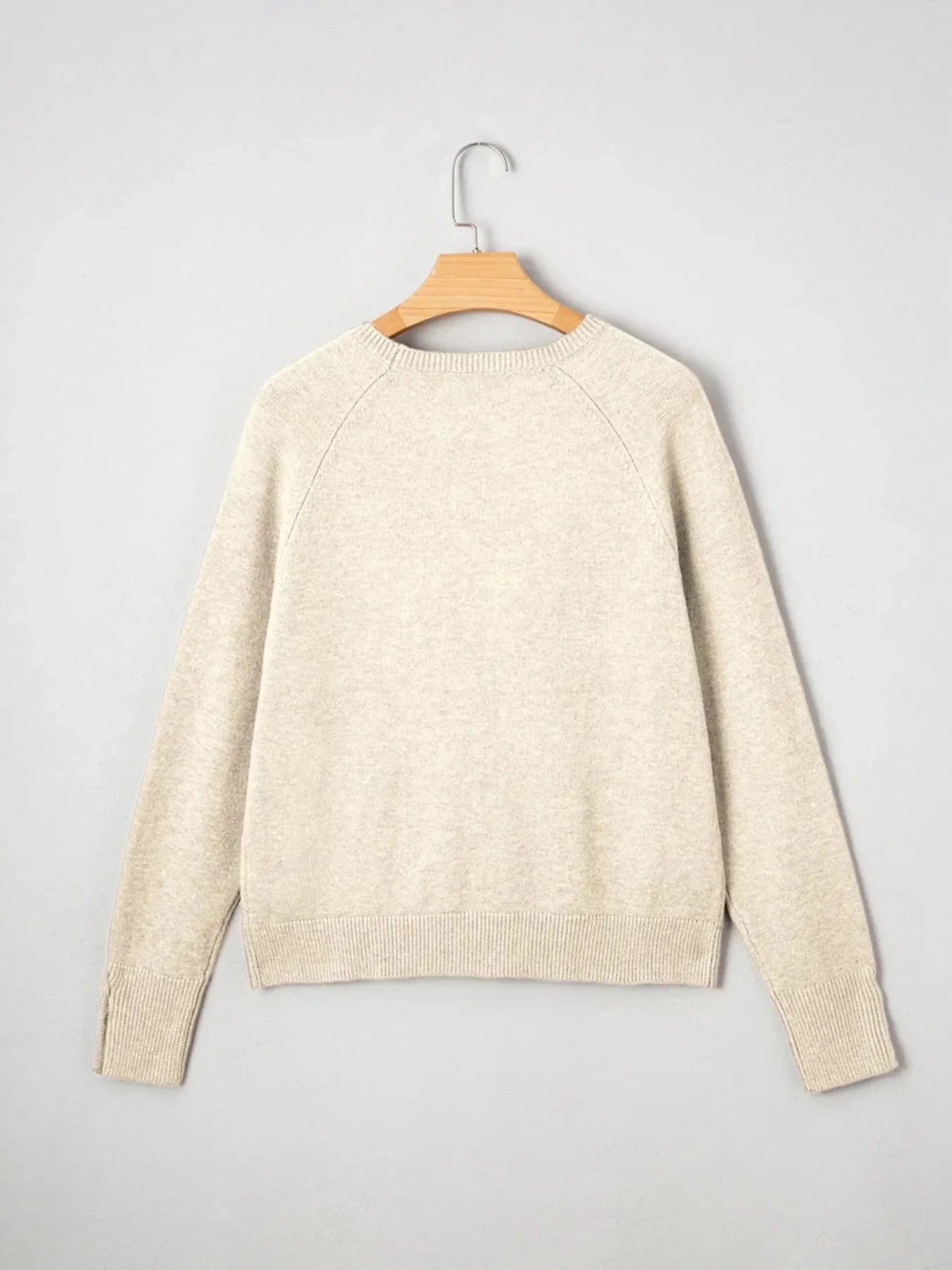 Crew Neck Long Sleeve Sweater - VILLA FASHION