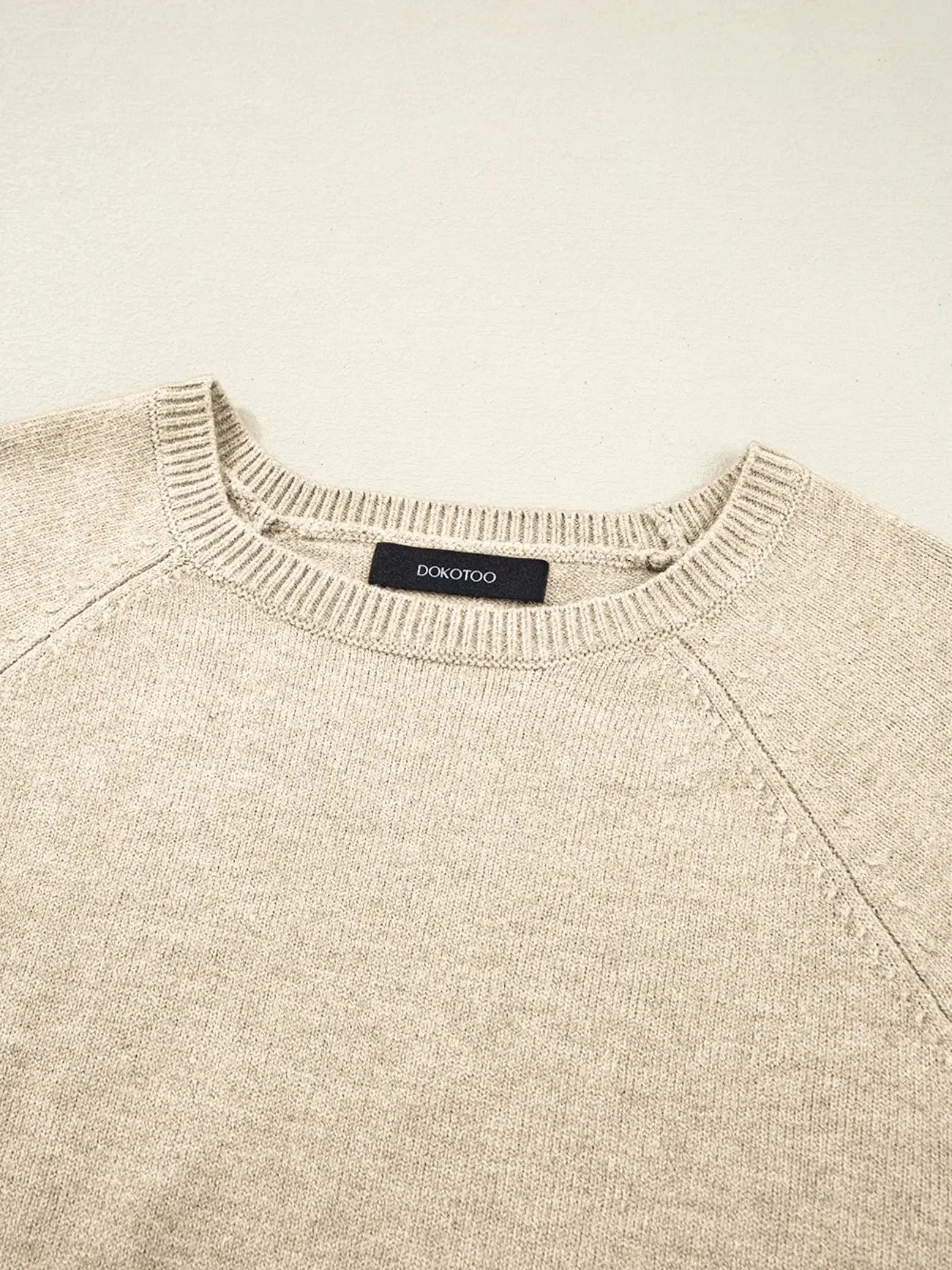 Crew Neck Long Sleeve Sweater - VILLA FASHION
