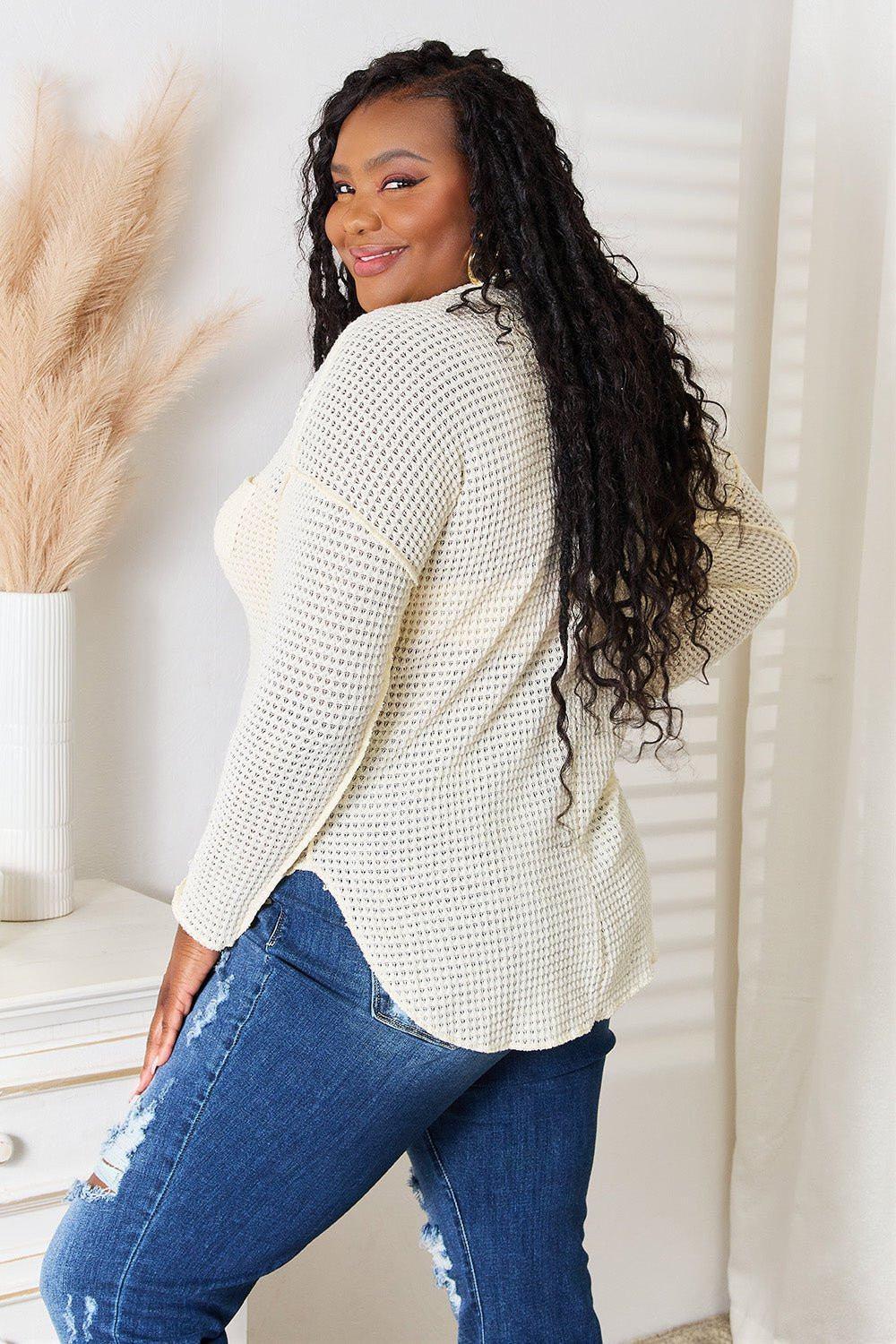 Culture Code Full Size Scoop Neck Patch Pocket Top - VILLA FASHION