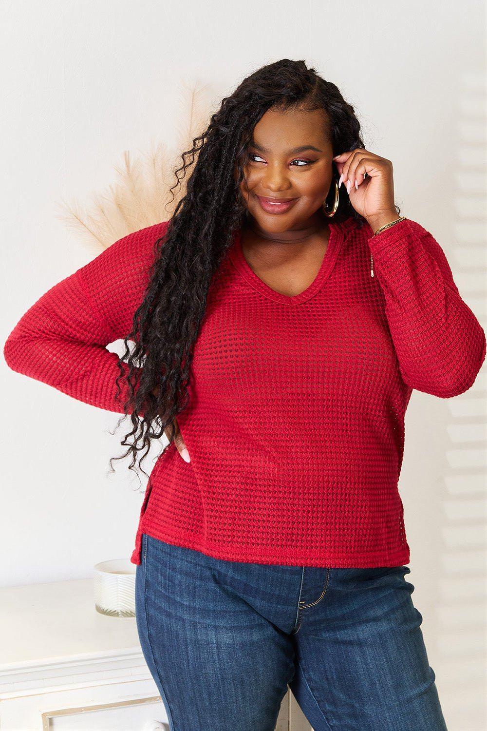 Culture Code Full Size Wide Notch Relax Top - VILLA FASHION