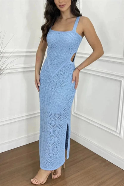 Cutout Side Slit Maxi Tank Dress - VILLA FASHION