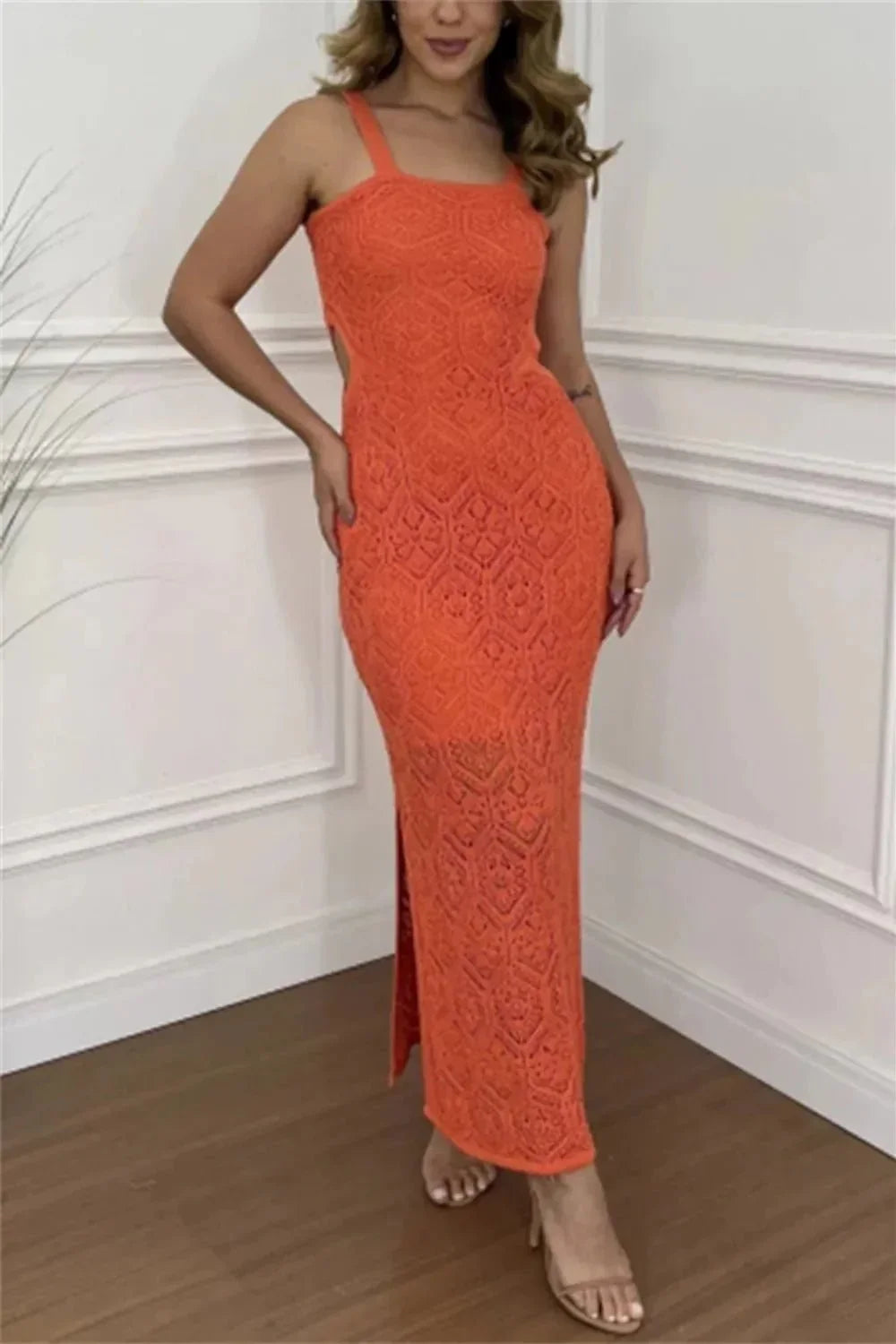 Cutout Side Slit Maxi Tank Dress - VILLA FASHION