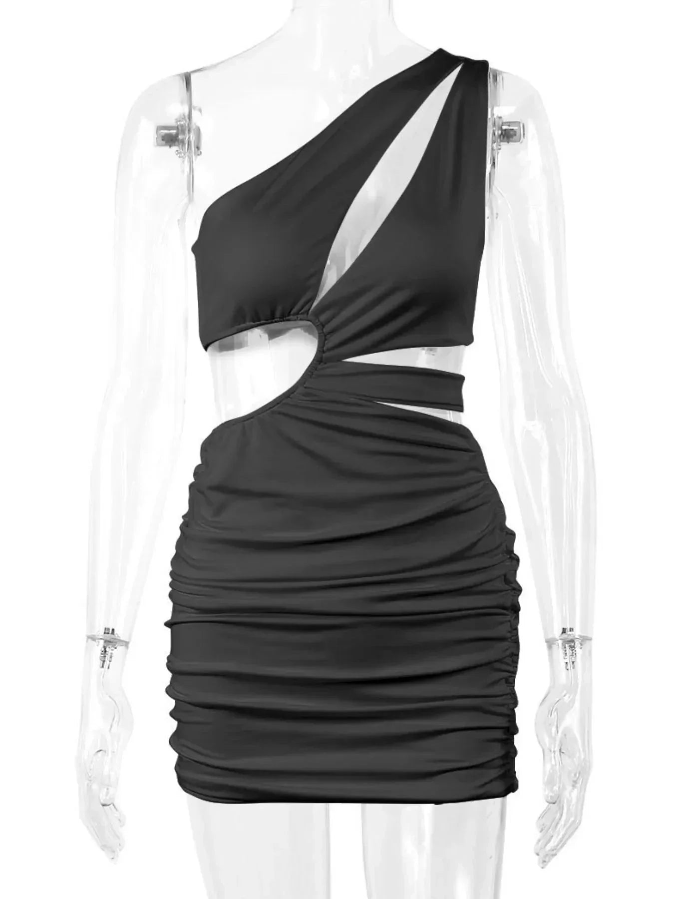 Cutout Single Shoulder Mini Dress - VILLA FASHION