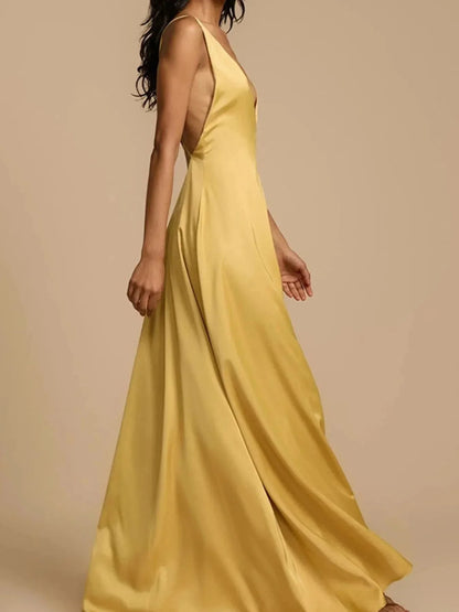 Deep V - Neck Maxi Dress - VILLA FASHION