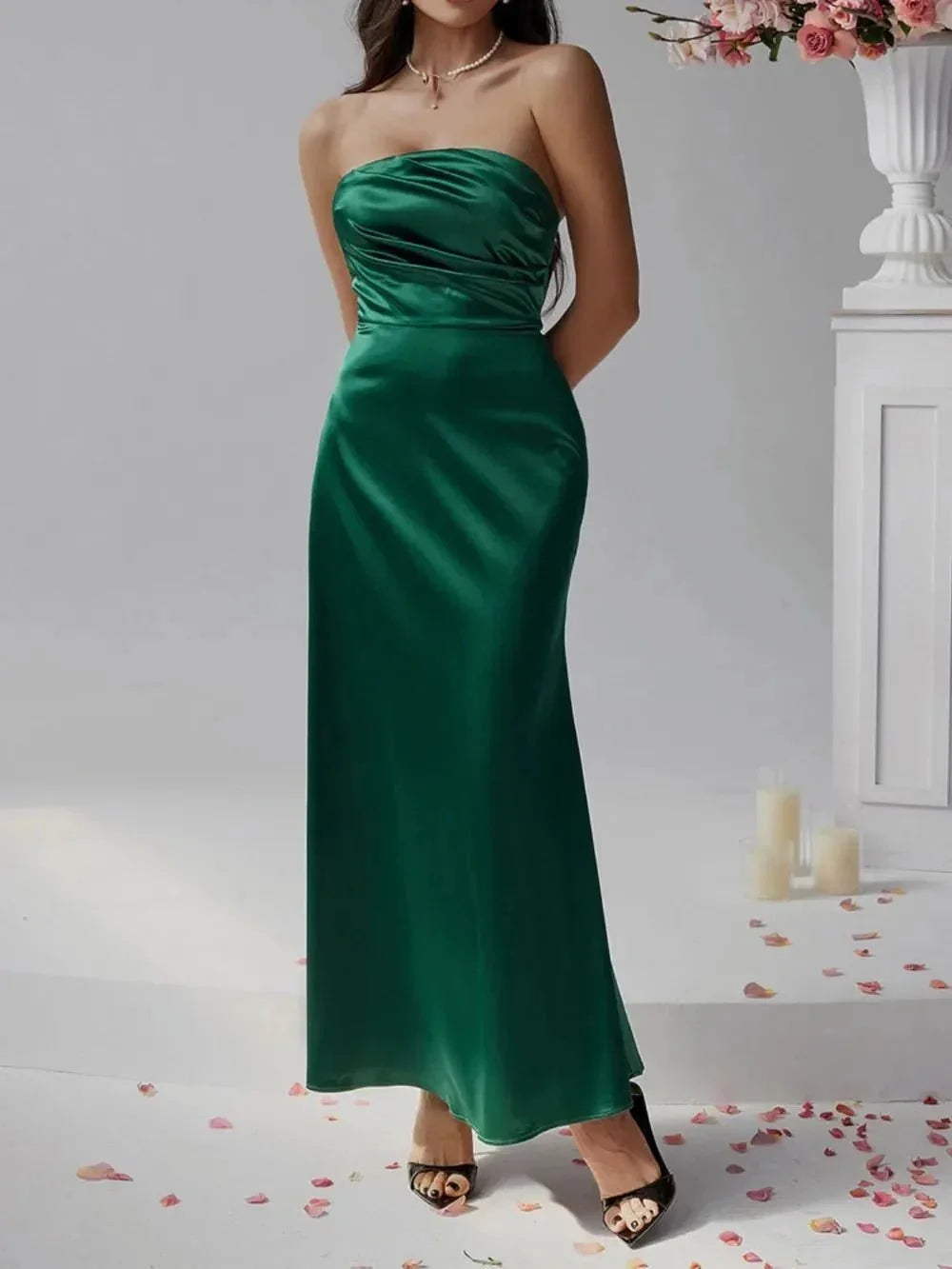 Devine Ruched Tube Maxi Dress - VILLA FASHION