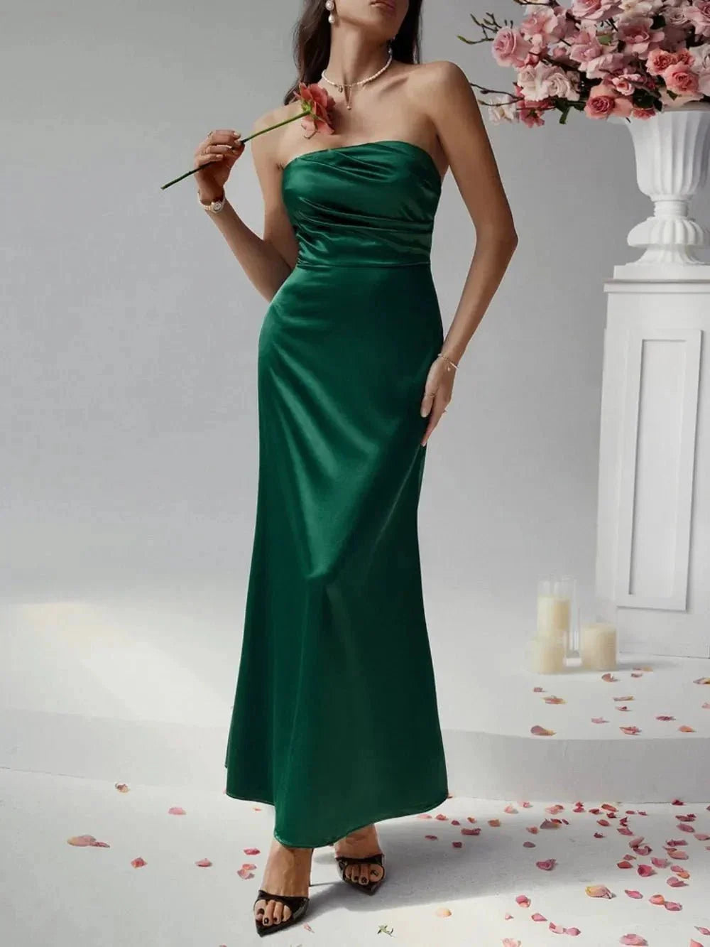 Devine Ruched Tube Maxi Dress - VILLA FASHION