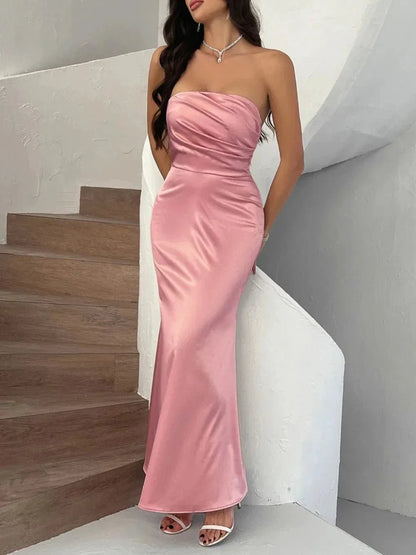 Devine Ruched Tube Maxi Dress - VILLA FASHION