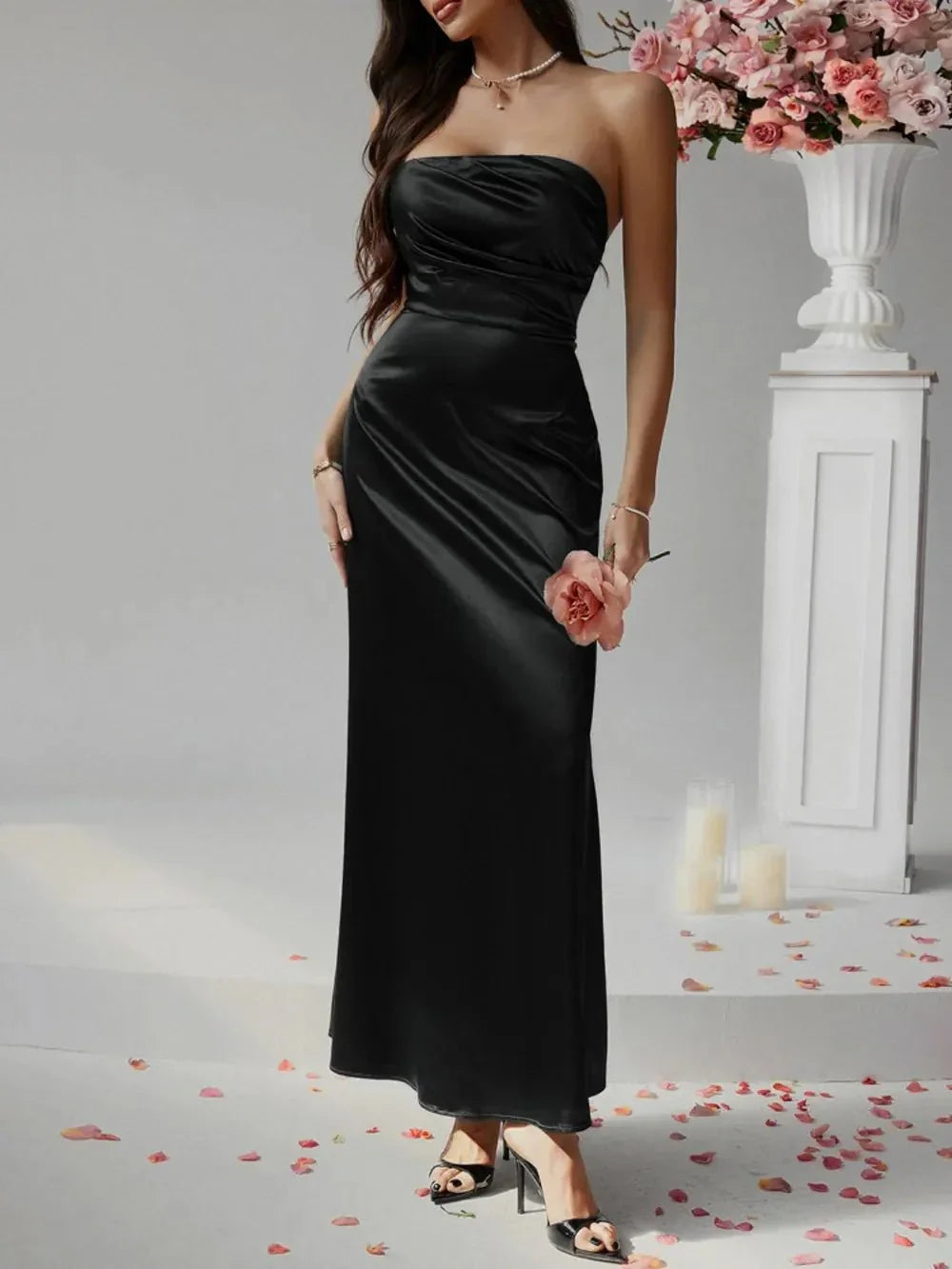 Devine Ruched Tube Maxi Dress - VILLA FASHION
