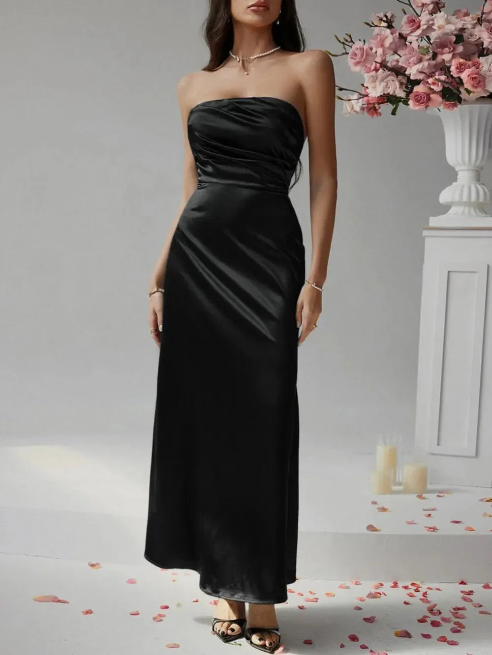 Devine Ruched Tube Maxi Dress - VILLA FASHION