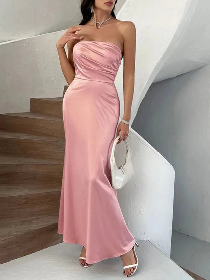 Devine Ruched Tube Maxi Dress - VILLA FASHION