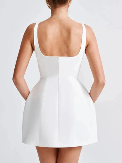 Devine Scoop Neck Wide Strap Mini Dress - VILLA FASHION