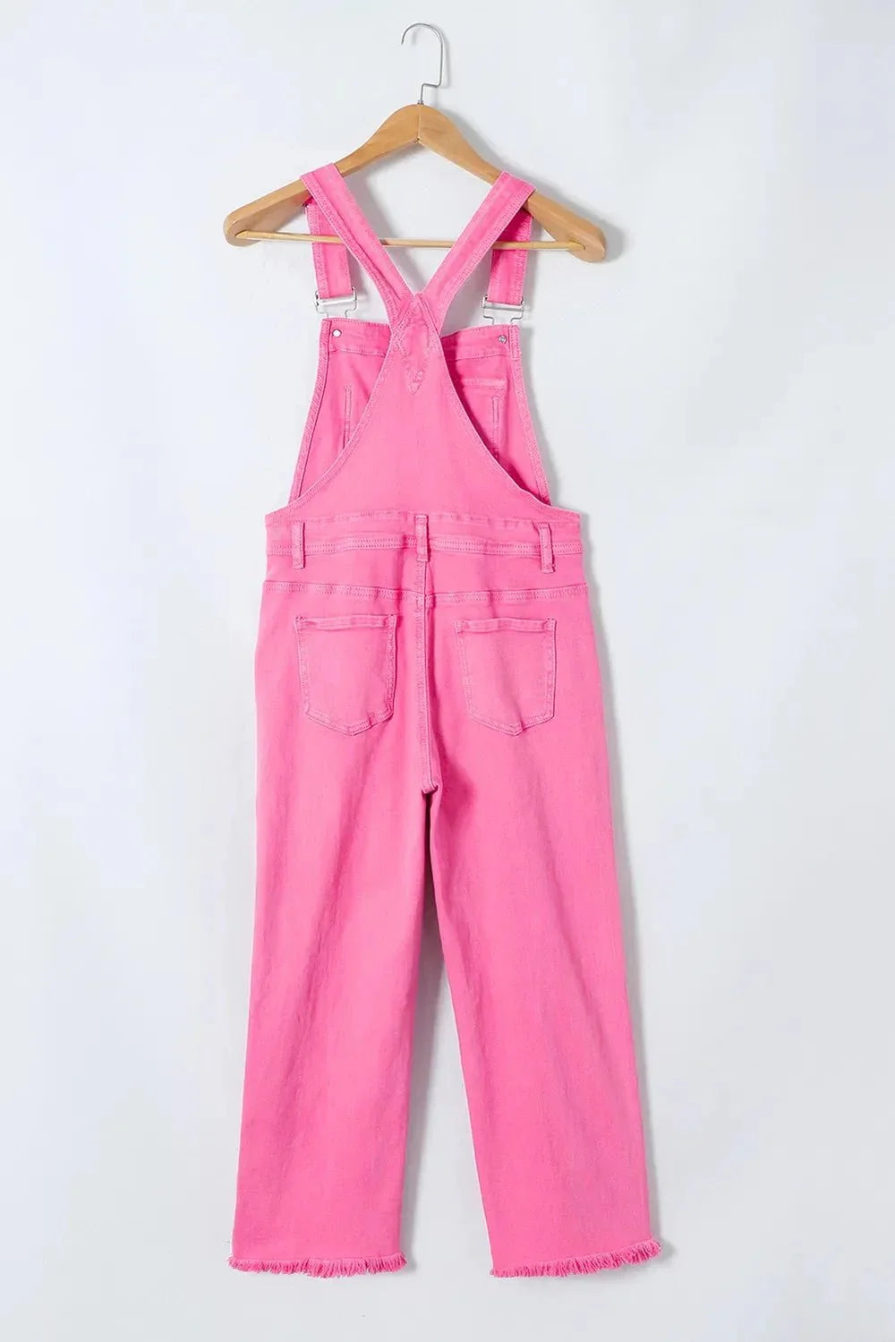 Distressed Pocketed Wide Strap Denim Overalls - VILLA FASHION