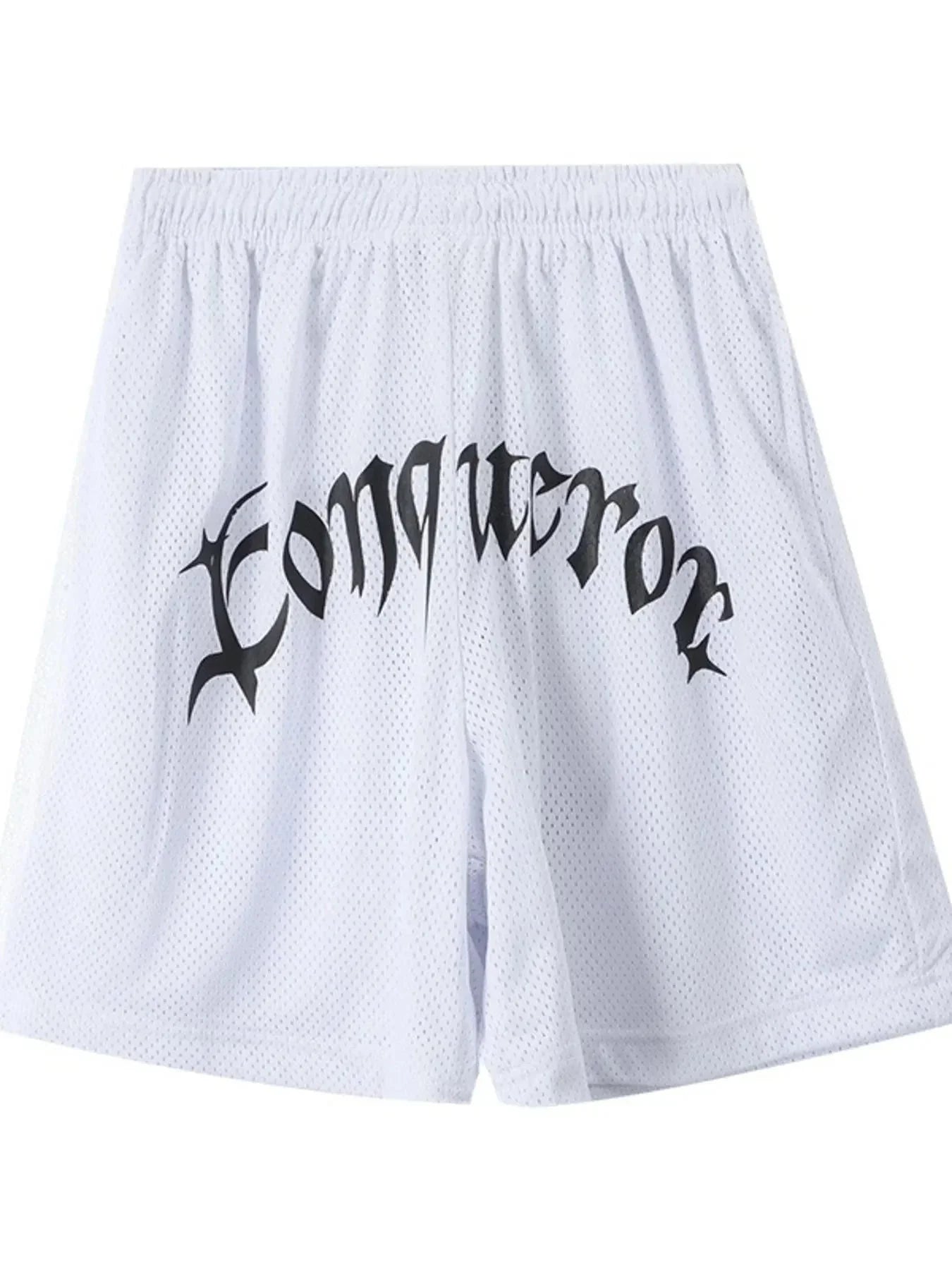 Drawstring Letter Shorts - VILLA FASHION