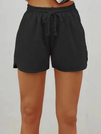 Drawstring Shorts with Pockets - VILLA FASHION