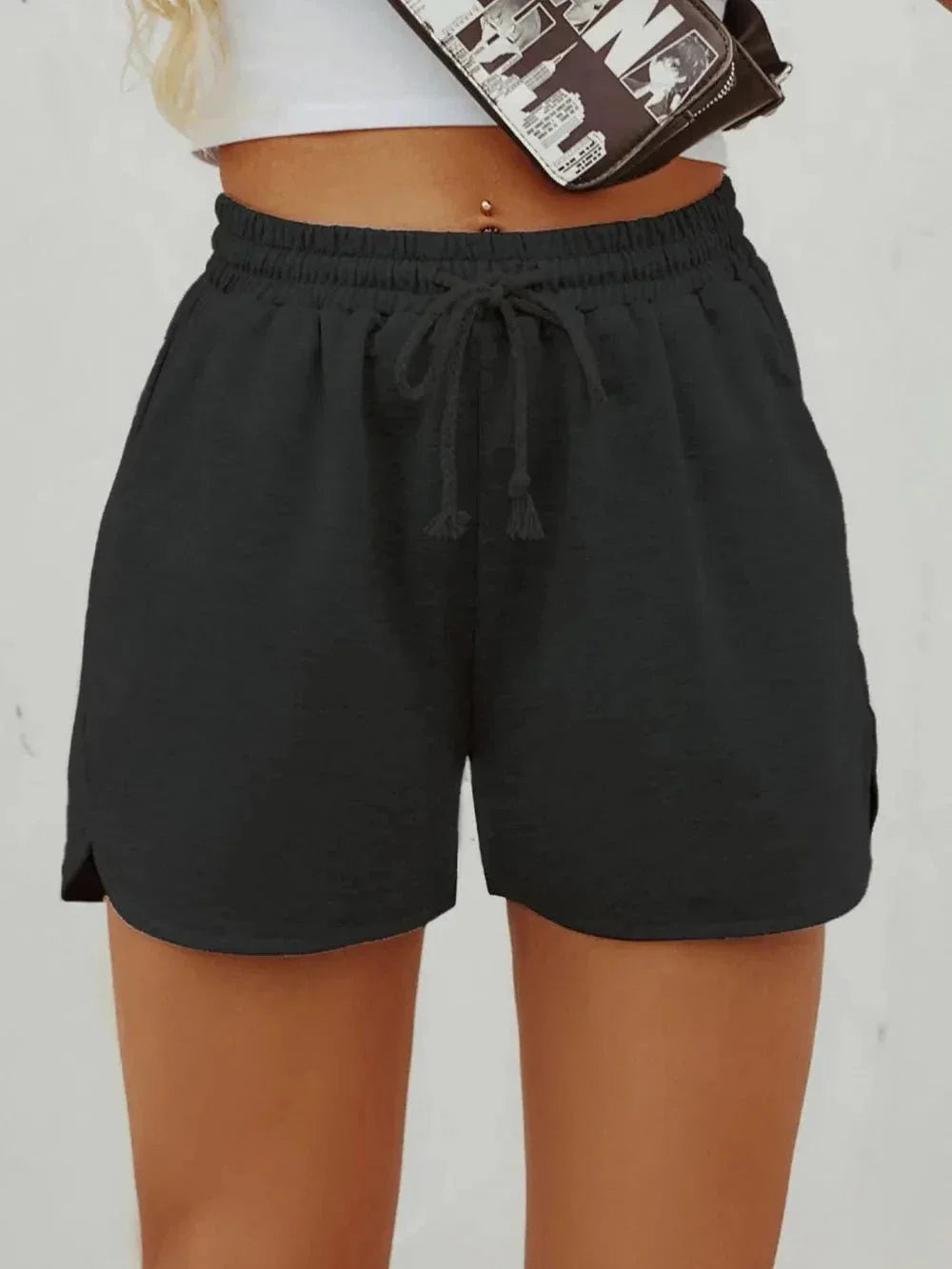 Drawstring Shorts with Pockets - VILLA FASHION