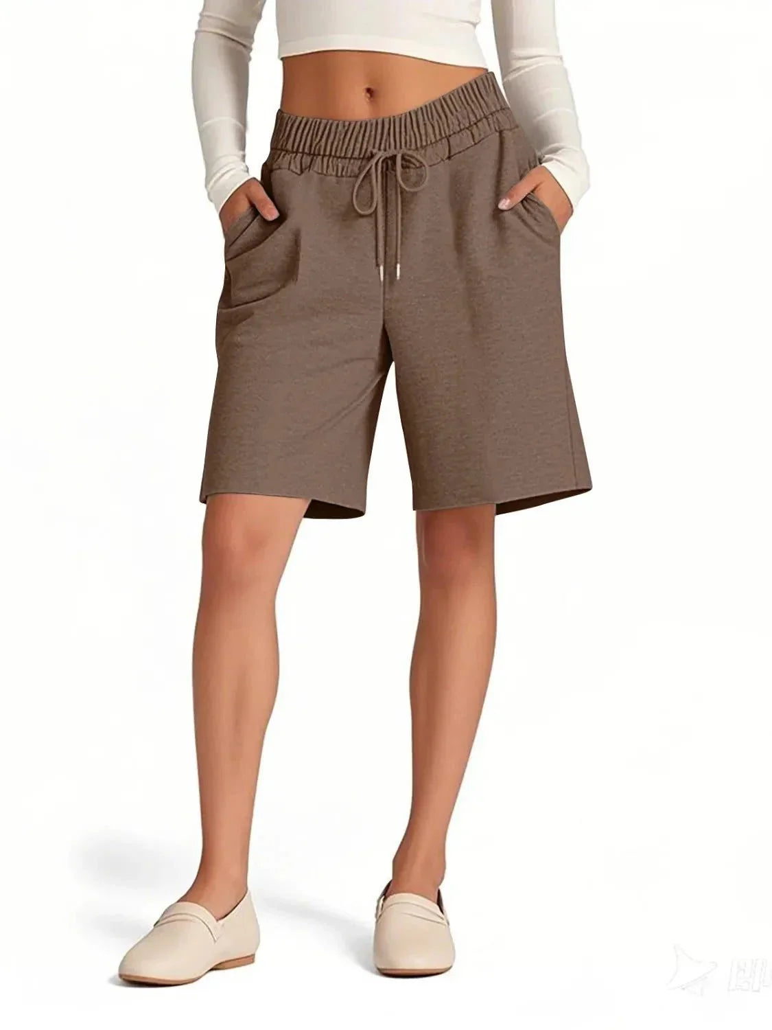 Drawstring Shorts with Pockets - VILLA FASHION