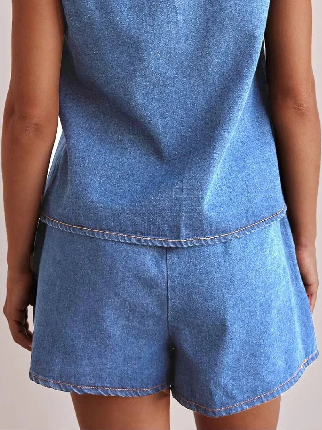 Elastic Waist Denim Shorts - VILLA FASHION