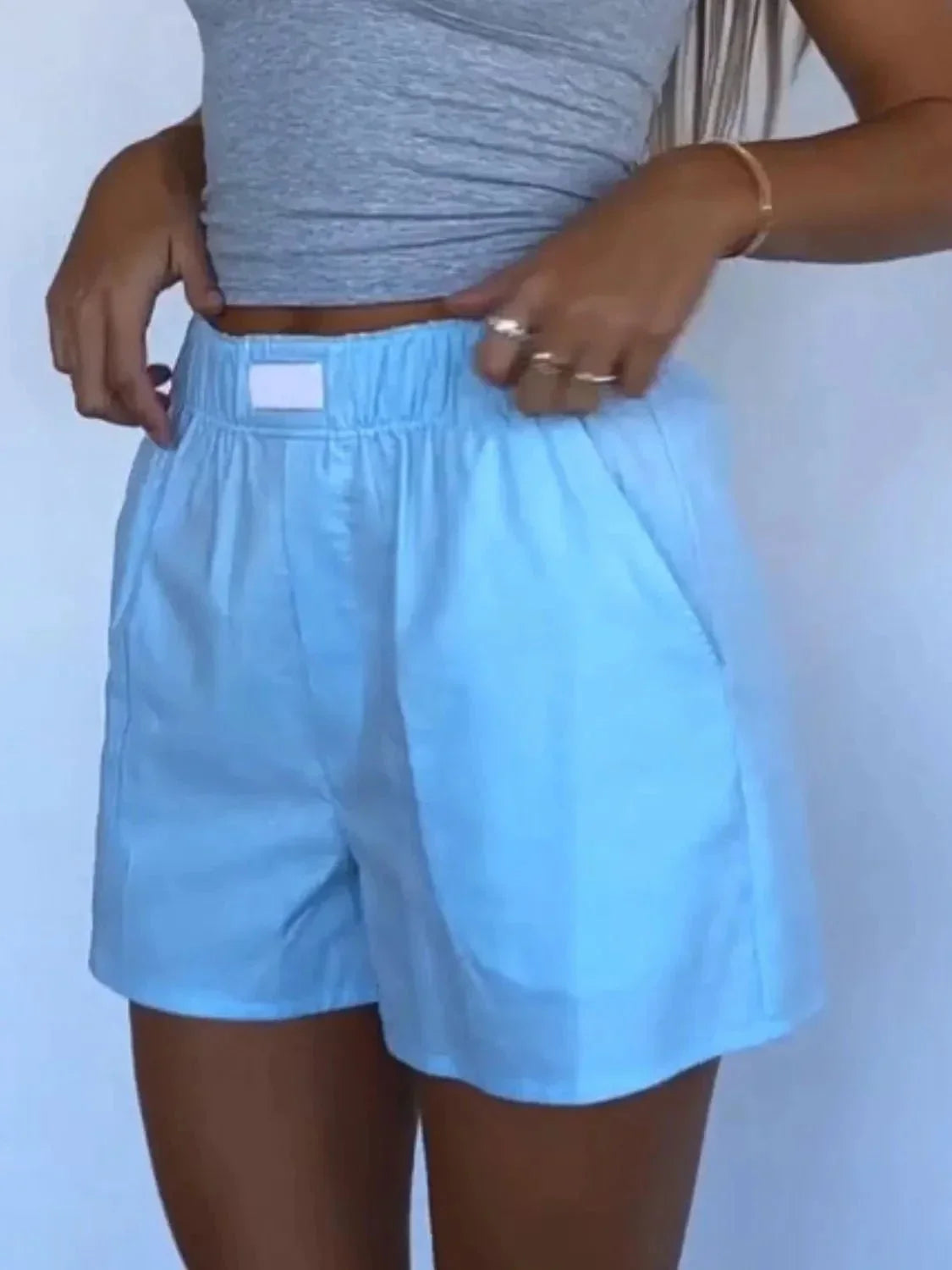 Elastic Waist Shorts - VILLA FASHION