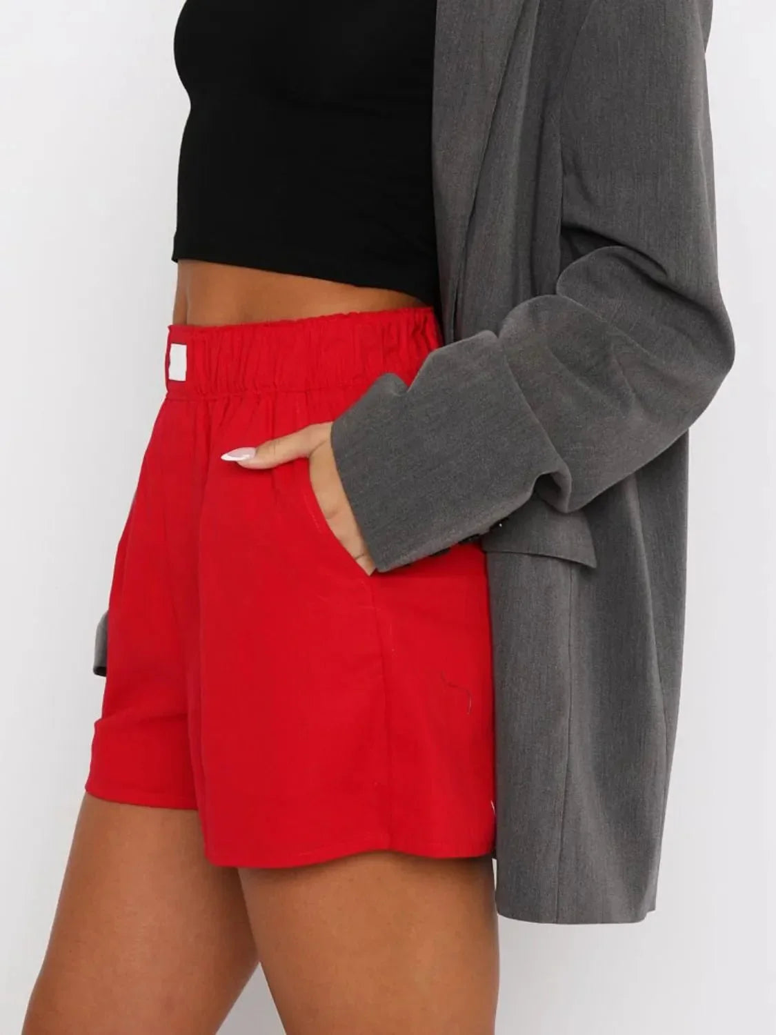 Elastic Waist Shorts - VILLA FASHION