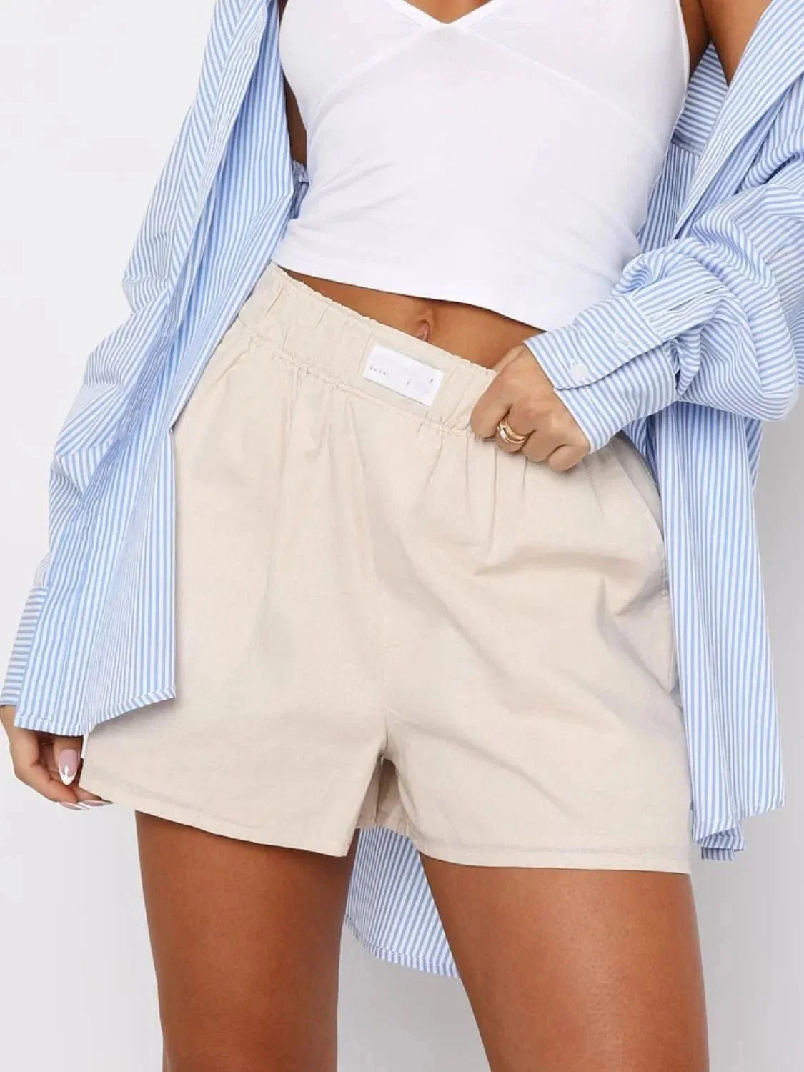 Elastic Waist Shorts - VILLA FASHION