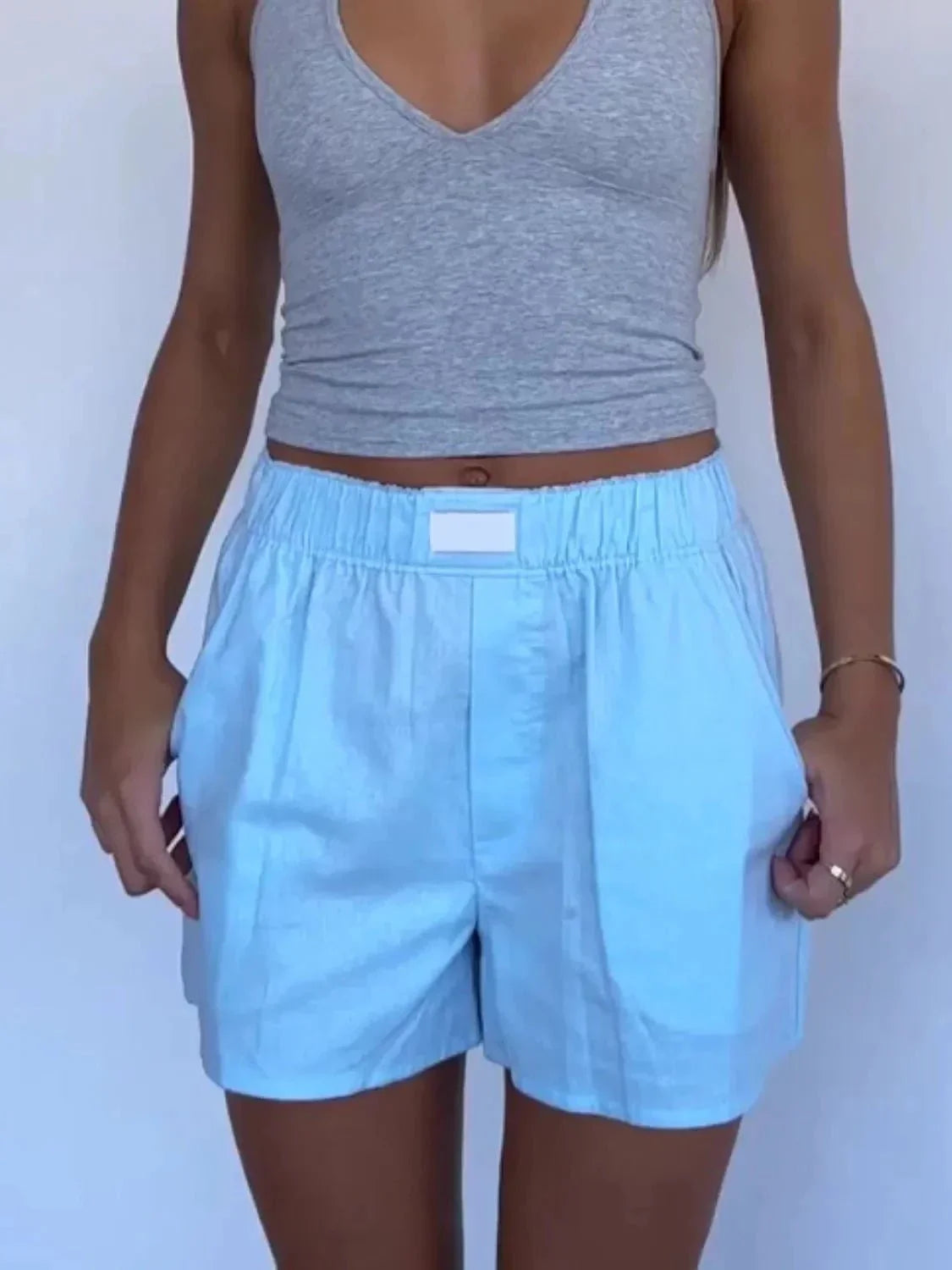 Elastic Waist Shorts - VILLA FASHION