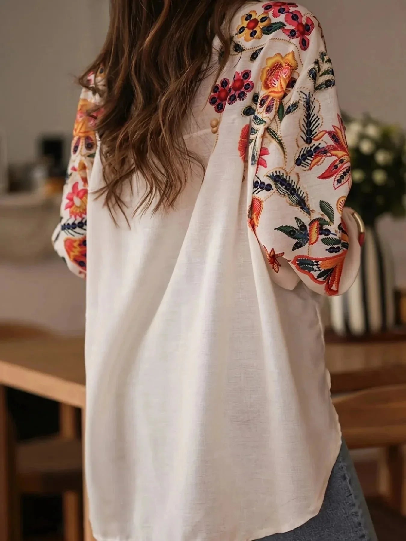 Floral Button Up Long Sleeve Shirt - VILLA FASHION