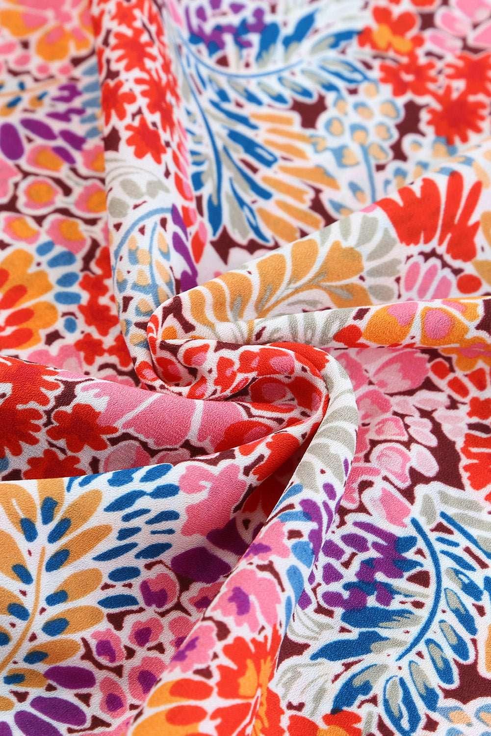 Floral Print Long Puff Sleeve Blouse - VILLA FASHION