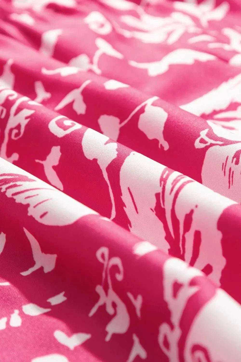 Floral Sleeveless Tasseled Tie Neck Tiered Midi Dress - VILLA FASHION