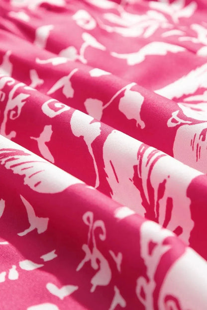 Floral Sleeveless Tasseled Tie Neck Tiered Midi Dress - VILLA FASHION