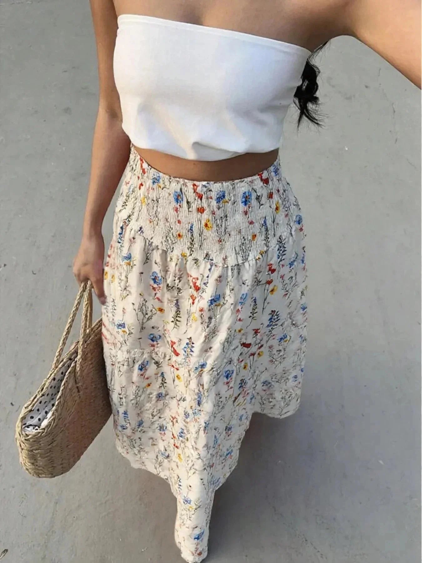 Floral Tiered Maxi Skirt - VILLA FASHION