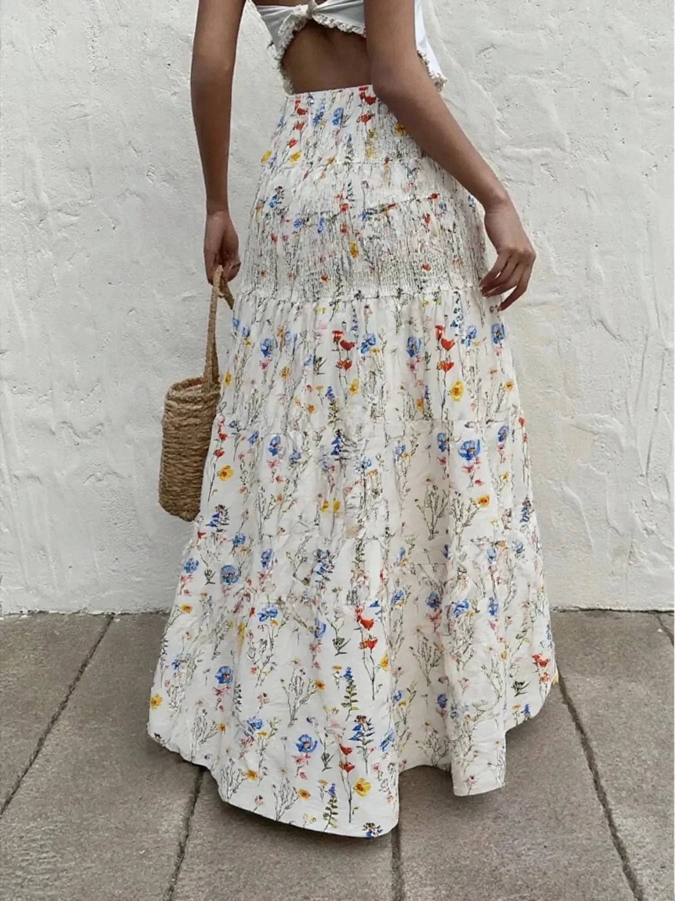 Floral Tiered Maxi Skirt - VILLA FASHION