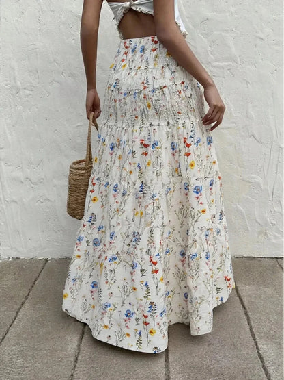 Floral Tiered Maxi Skirt - VILLA FASHION