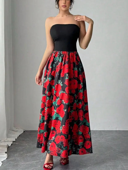 Floral Tube Maxi Dress - VILLA FASHION