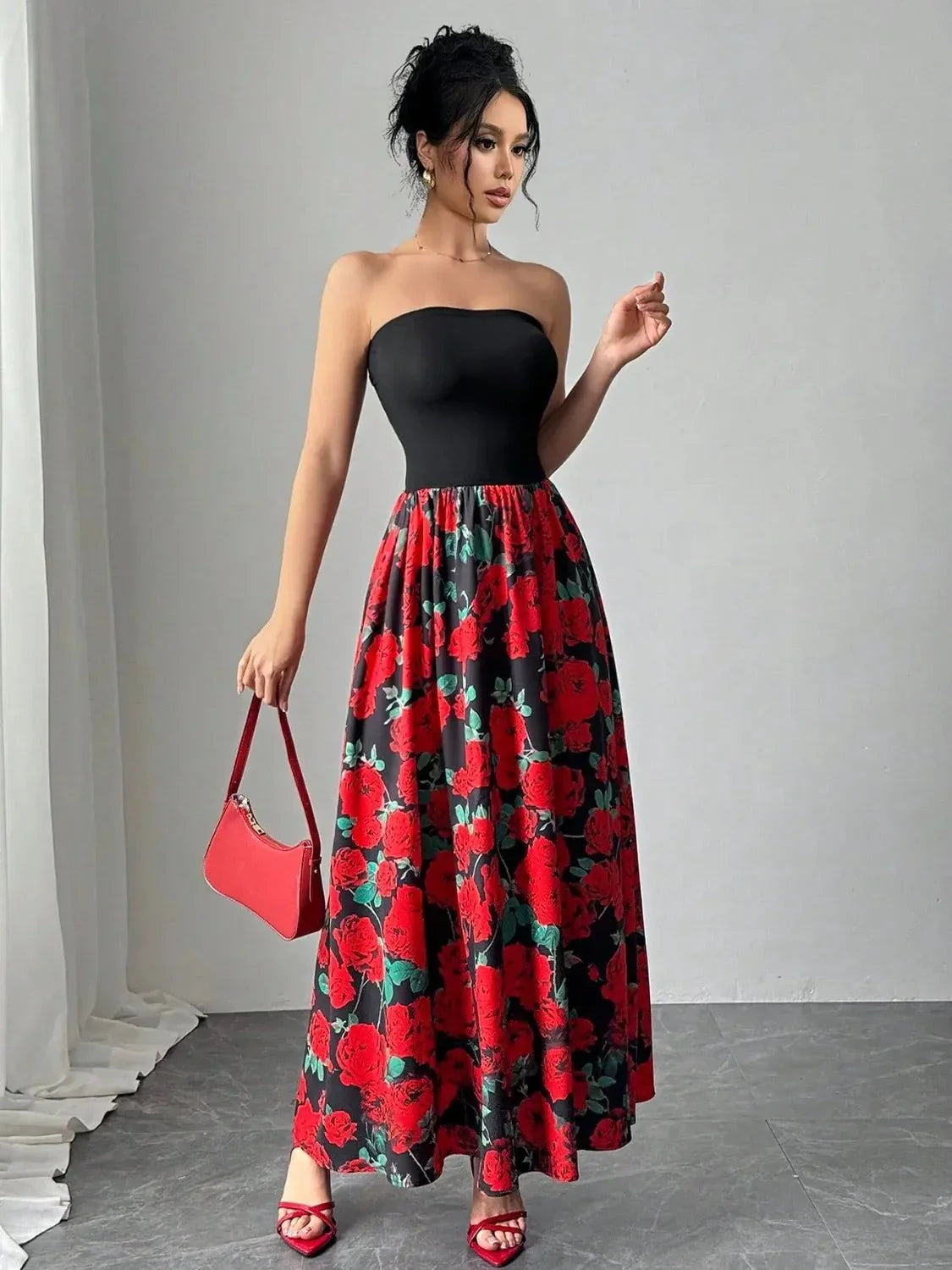 Floral Tube Maxi Dress - VILLA FASHION
