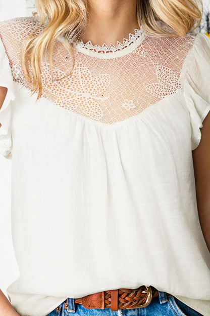 Flutter Sleeve Illusion Blouse - VILLA FASHION