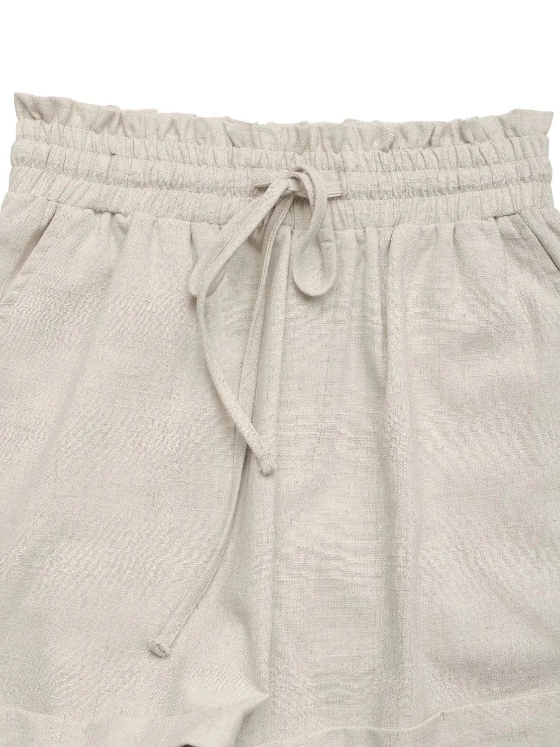Frill Drawstring Shorts - VILLA FASHION