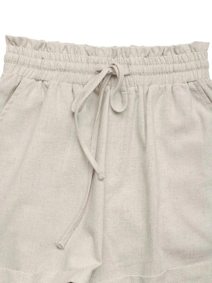 Frill Drawstring Shorts - VILLA FASHION